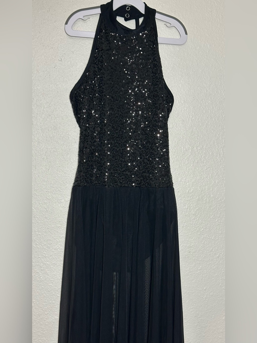 Double Platinum Adult Small Black Sequin Lyrical Dance Costume Dress